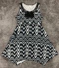 Soma Medium Black White Chevron Ikat Lace Handkerchief Hem Fit Flare Dress