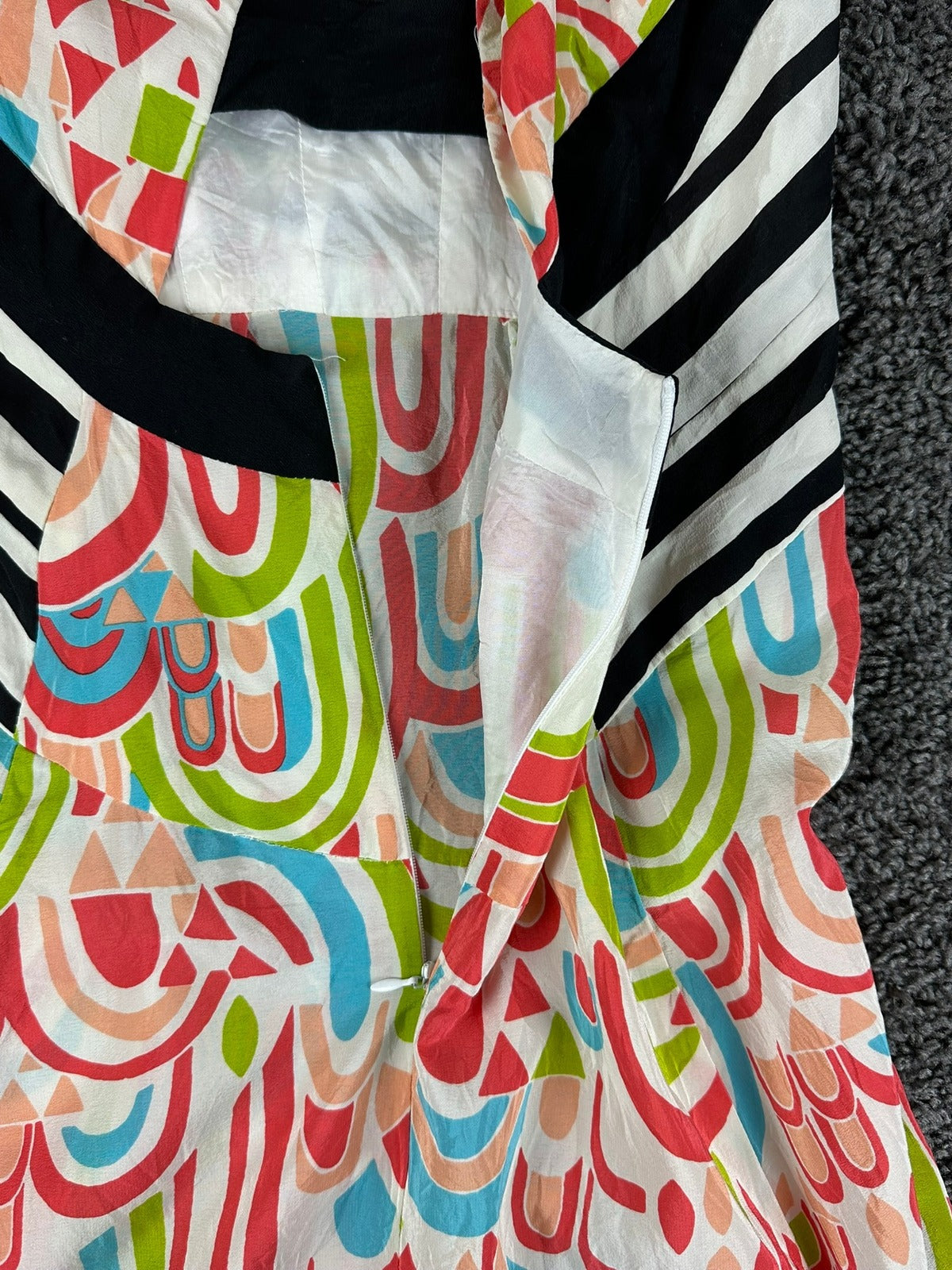 Nanette Lepore 100% Silk Maxi Dress Womens 4 Abstract Print Open Back USA