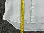 David Naman Mens M White 100% Linen Band Collar Mandarin Shirt Long Sleeve