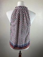 Maeve Anthropologie Sleeveless Ruffle Neck Blouse Women’s Sz S Geometric Cotton