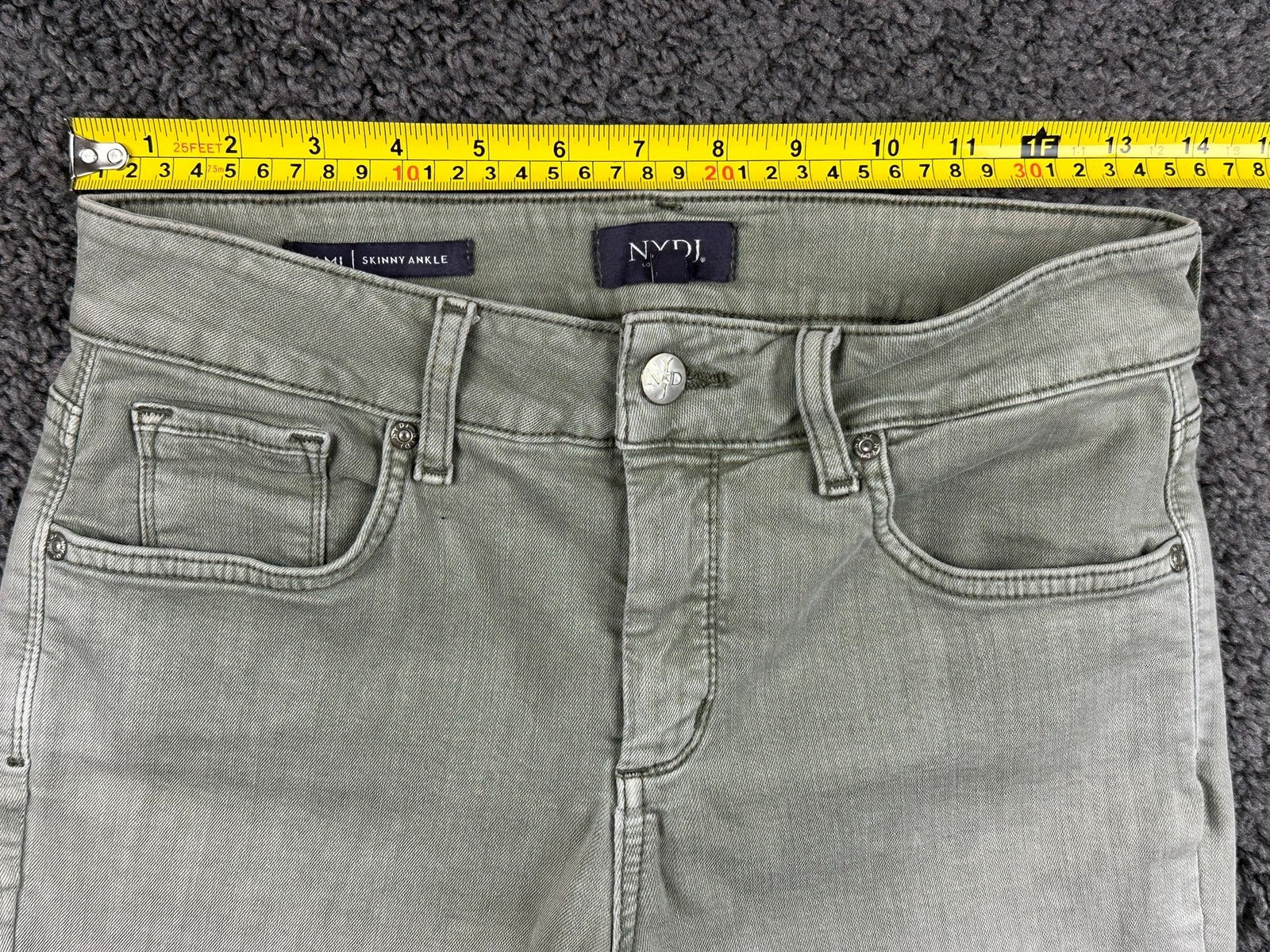 NYDJ Womens Ami Skinny Ankle Jeans Size 2 Olive Green Lift Tuck Split Hem Pants