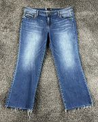 KUT from the Kloth Kelsey Flare Jeans Womens 16P High Rise Stretch Raw Hem