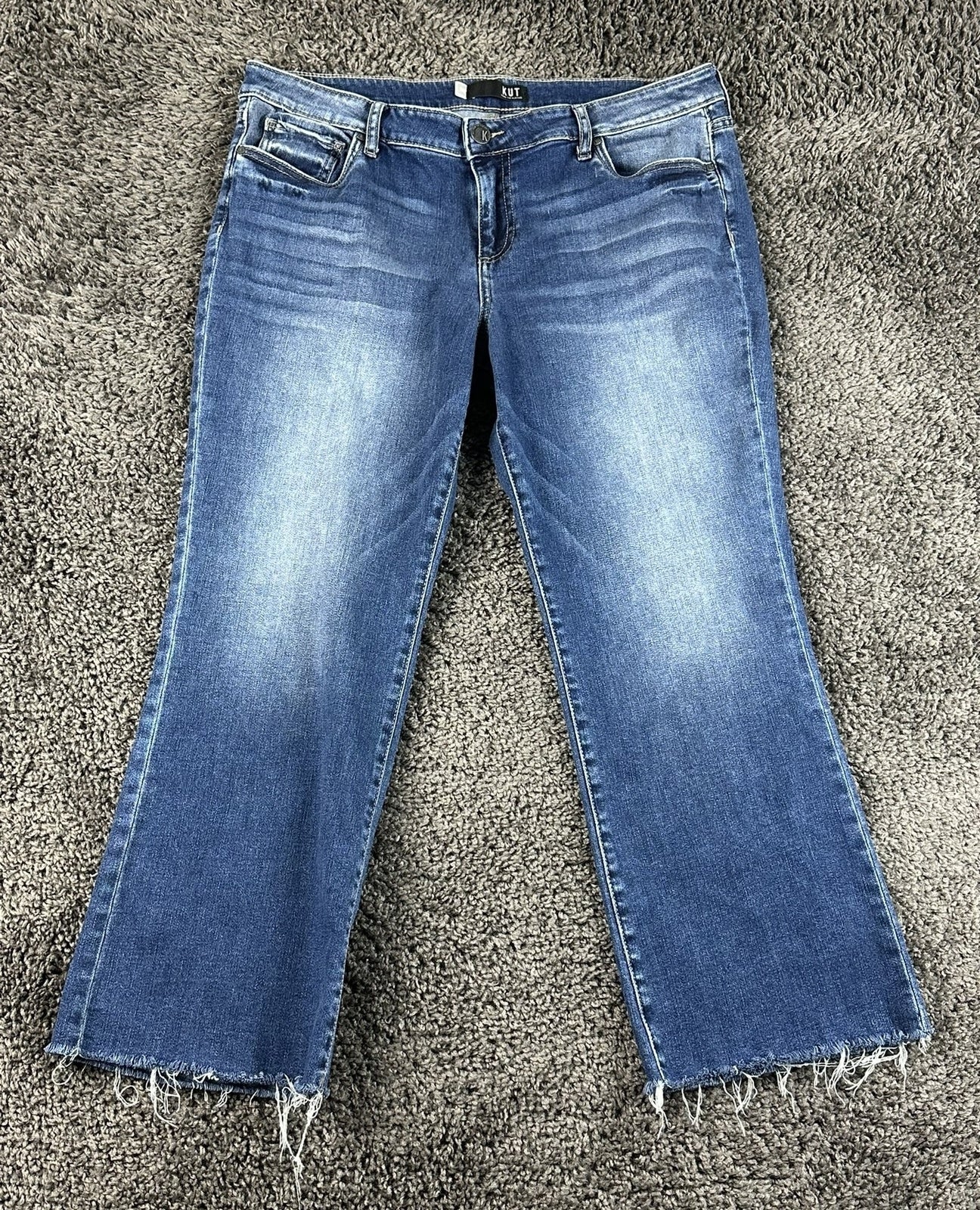 KUT from the Kloth Kelsey Flare Jeans Womens 16P High Rise Stretch Raw Hem