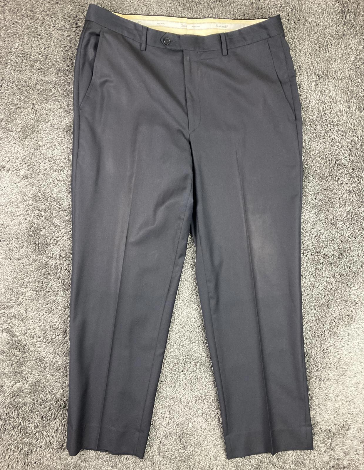 Santorelli Luxury Serge Romeo Dress Navy Pants 100% Virgin Wool Italy Size 36