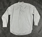 Faconnable Mens Striped Button Down Shirt White Gray Tan Size XL Relaxed Fit