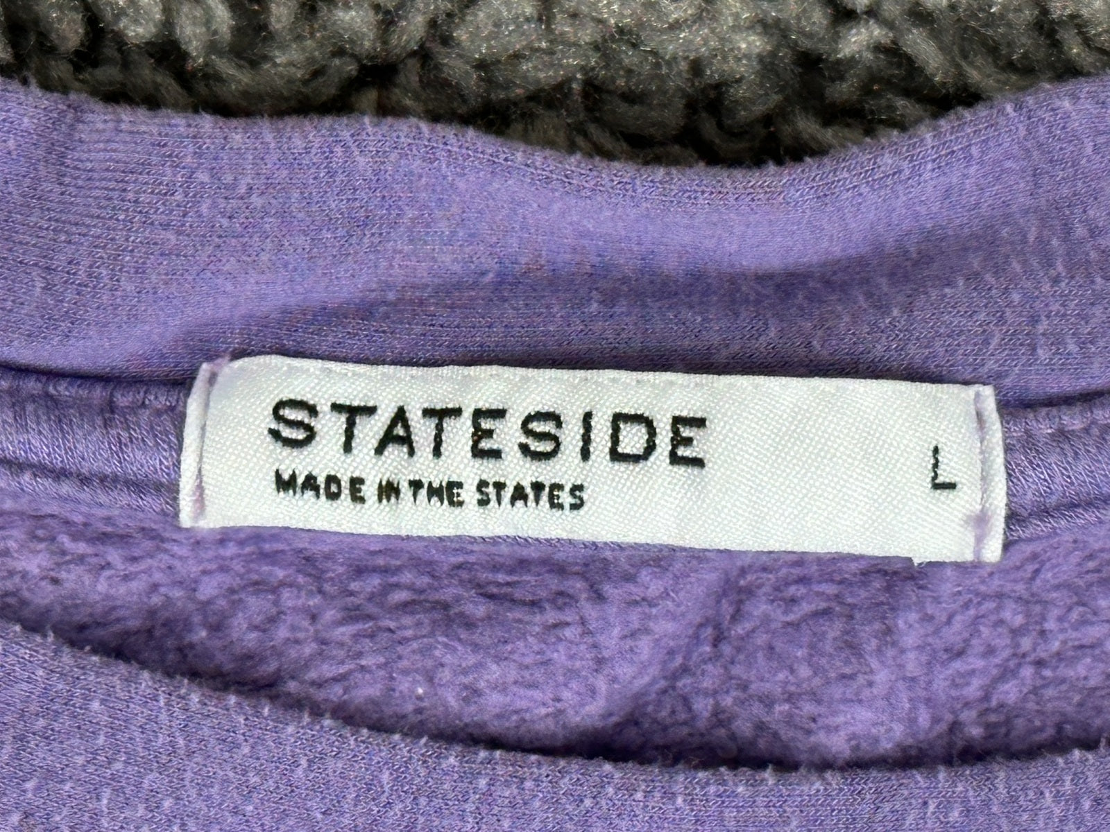 Stateside Womens Large L Softest Fleece Crewneck Sweatshirt Purple Pullover USA