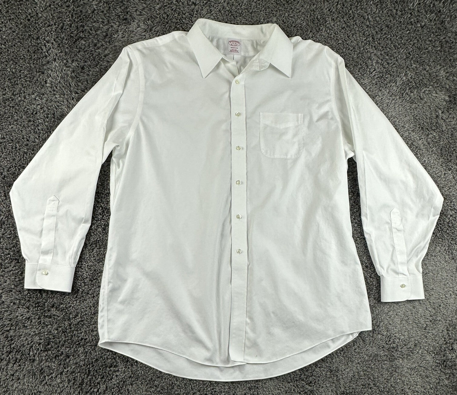 Brooks Brothers Madison Mens Dress Shirt 18/36 White Non Iron Supima Cotton