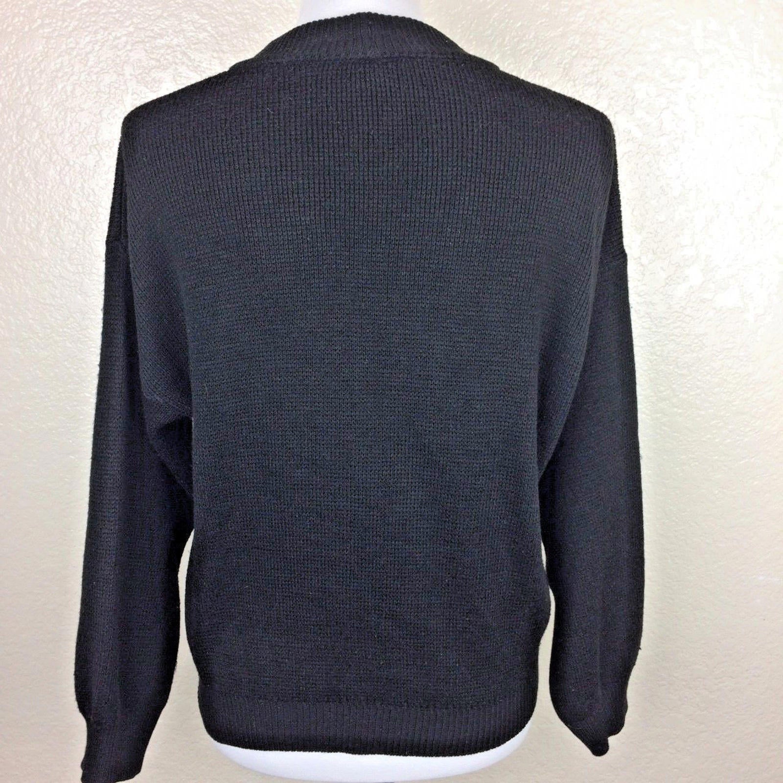 Sweaters Forhey Women's Black Bead Embellished Embroidered Sweater  Sz PXL