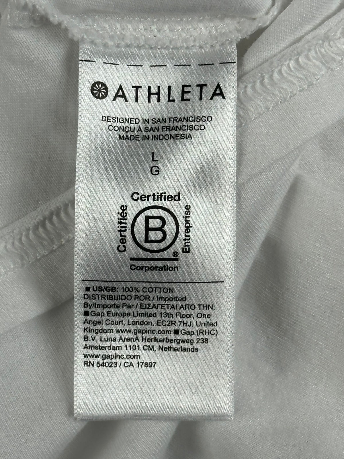 Athleta True Cotton Tee White Womens L Relaxed Fit Crew Neck Short Sleeve Shirt