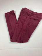Stitches & Rivets Men’s Jeans Size 38x32 Burgundy 5-Pocket Rivet Denim, Zip Fly