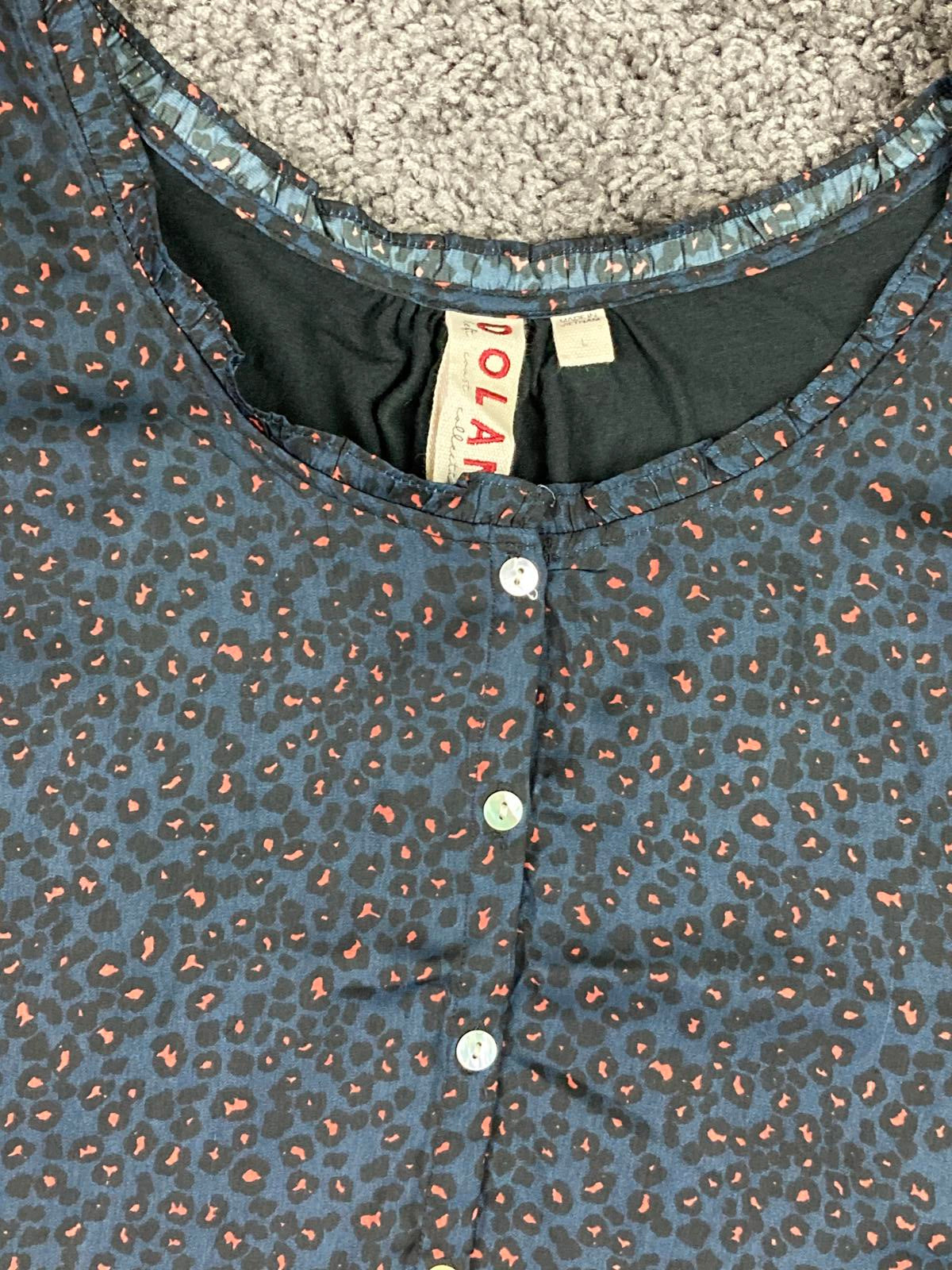 Dolan Collection By Anthropologie Navy Button Front Leopard Blouse Size Large