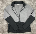 Halogen Women Merino Wool Blend Knit Cardigan Blazer Gray Black Size M