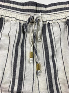 Maeve by Anthropologie Linen Cotton Blend Black & White Striped Shorts Size L