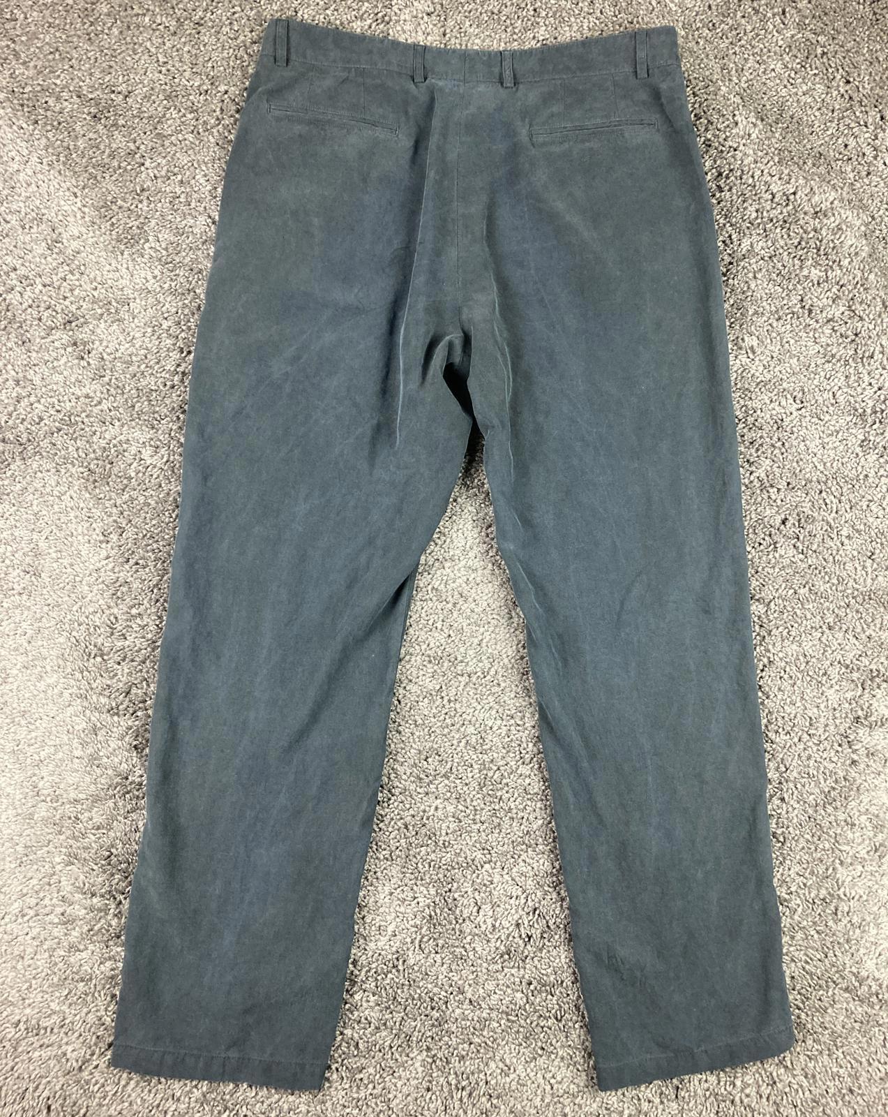 Armani Collezioni Pants Mens Black Poly Tencel Blend Dress Trousers Sz 35x33