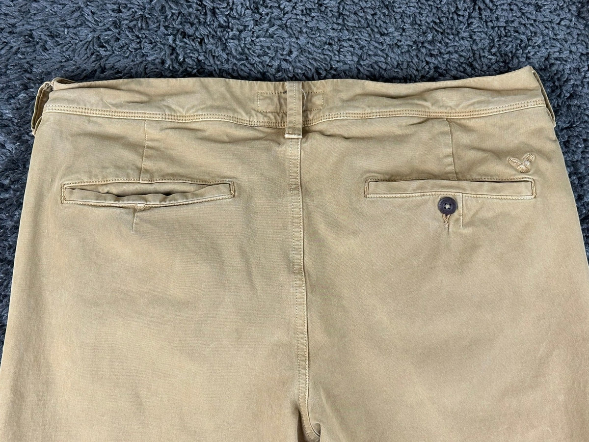 American Eagle Mens Tan Khaki 360 Extreme Flex Slim Chino Pants Stretch Sz 33x32
