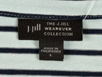 J.Jill Wearever Striped Top Womens Large Aqua Navy Button Cuff 3/4 Sleeve NWT