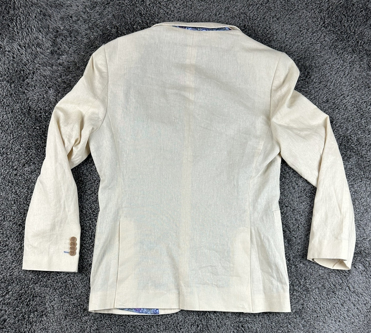 TailorByrd Collection Mens 38R Cream Linen Blend Blazer Paisley Lined Sport Coat