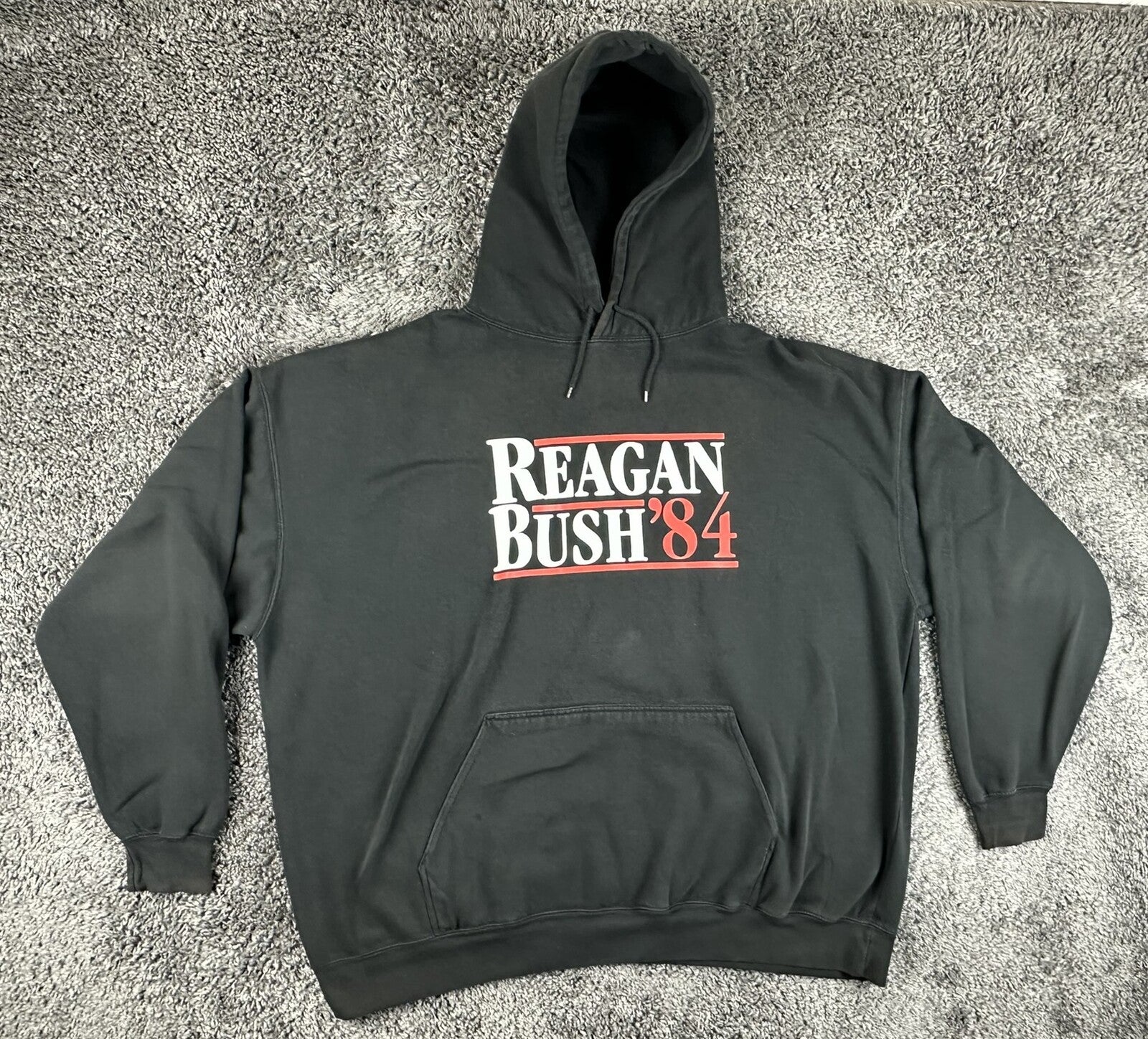 Reagan Bush 84 Hoodie Black Vintage Style Political Election Sweatshirt 3XL