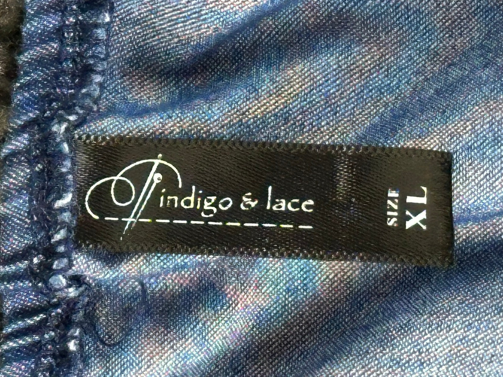 Indigo & Lace Womens XL Blue Chambray Maxi Dress Smocked Waist Tiered Boho