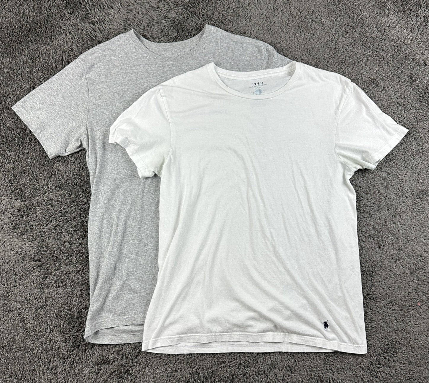 Lot 2 Polo Ralph Lauren Mens T Shirts Large White Grey Classic & Slim Fit Pony