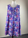Adonna Women'sFloral Nightgown Sleeveless 100% Cotton Ruffle Hem Sizes M