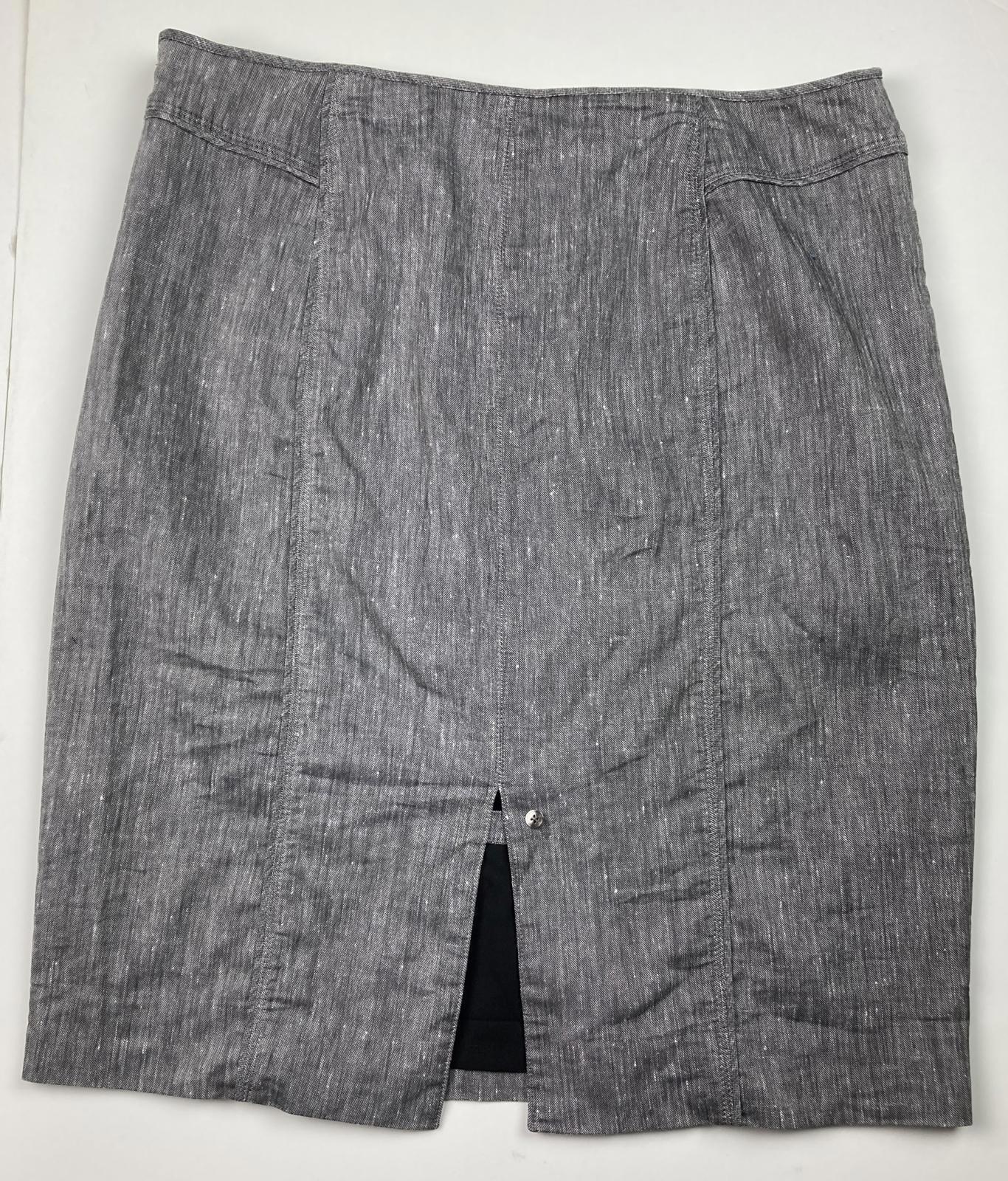 White House Black Market Linen-Blend Pencil Skirt Lined Gray Fleck Women’s Sz 12