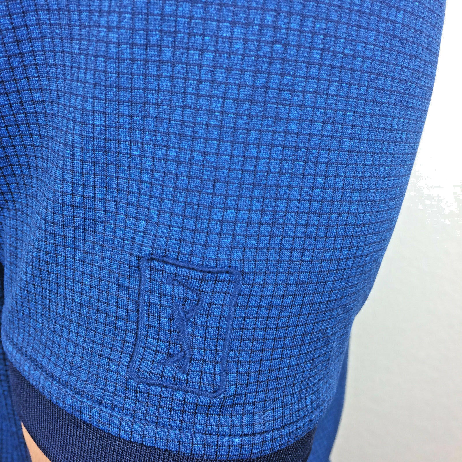 PGA Tour Mens Golf Polo Shirt XL Blue Checkered Short Sleeve Performance Top