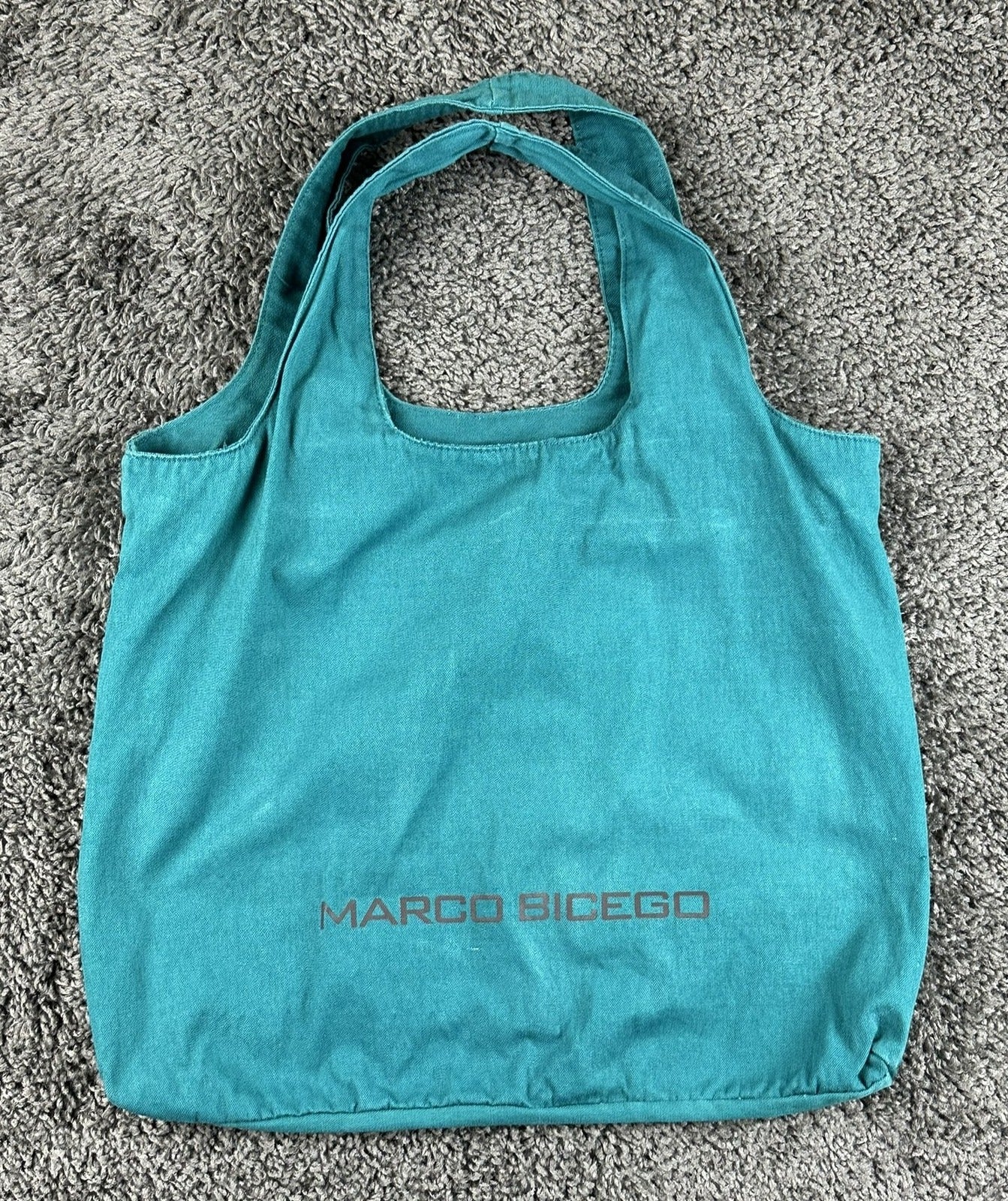 Marco Bicego Cotton Tote Bag Teal Blue Logo Reusable Shopping 19x23