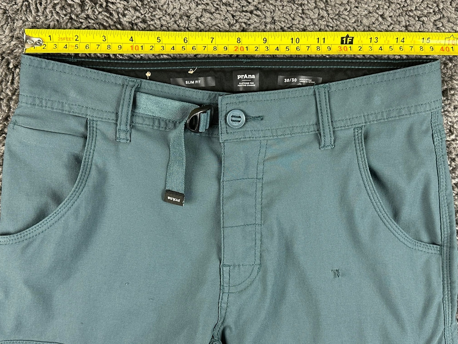 prAna Stretch Zion Slim Fit Pants Mens 30x30 Hiking Cargo Belted Teal