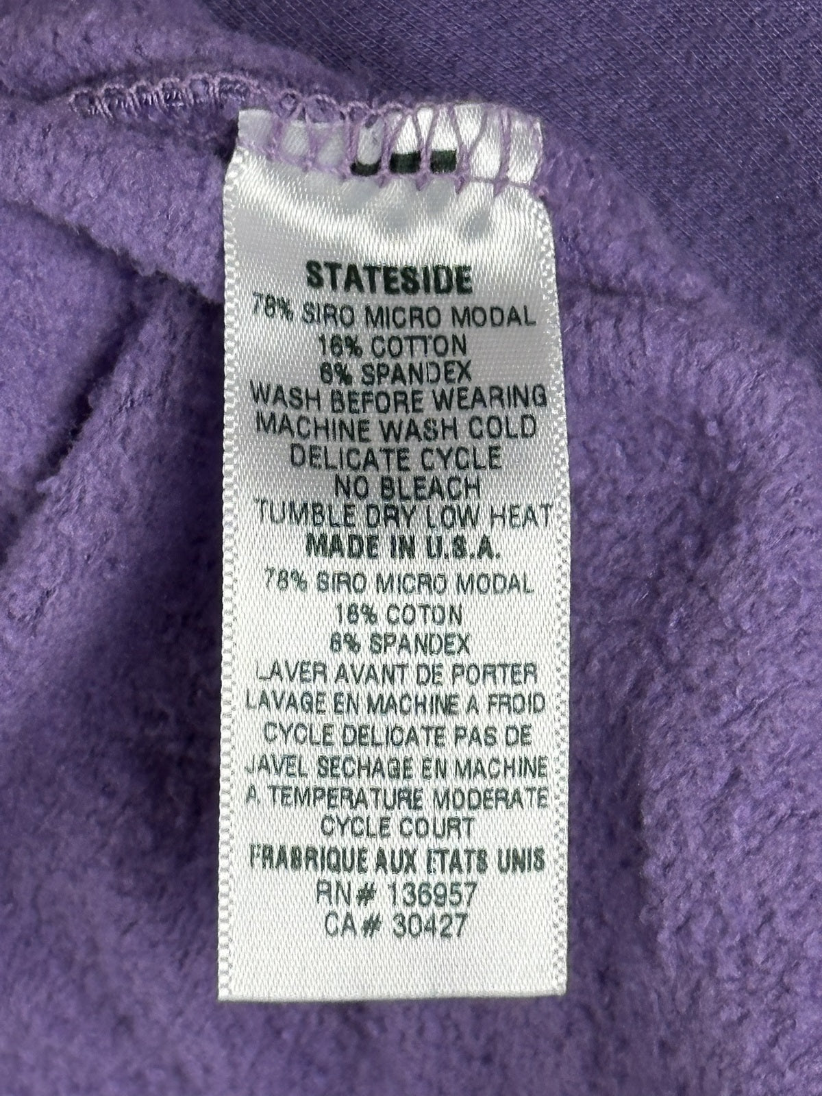 Stateside Womens Large L Softest Fleece Crewneck Sweatshirt Purple Pullover USA