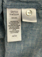 Isaac Mizrahi New York 100% Linen Top XL Light Blue Short Sleeve V-Neck Blouse
