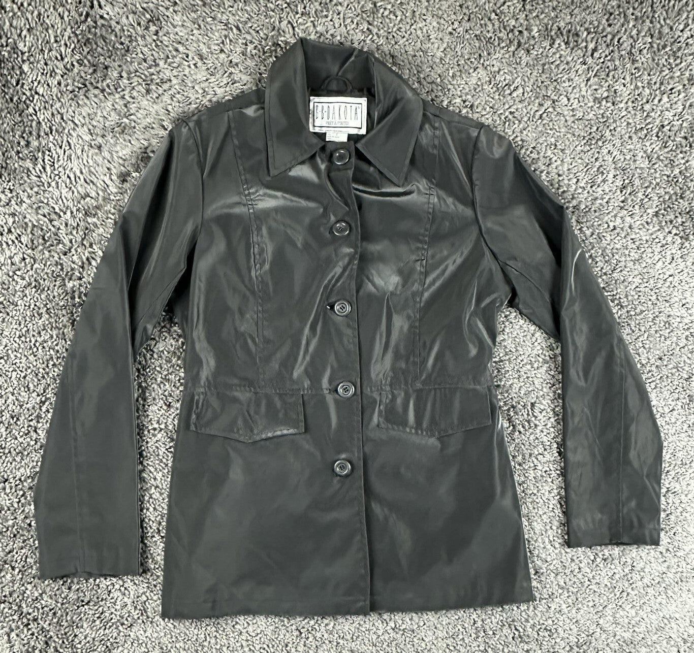 BB Dakota Pret a Porter Vintage Womens Faux Leather Jacket Small Black Y2K