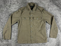 AllSaints Sapper Mens XL Military Overshirt Jacket Olive Green Distressed Cotton