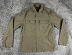 AllSaints Sapper Mens XL Military Overshirt Jacket Olive Green Distressed Cotton