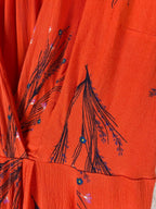 Free People Dress Bright Orange Floral Cap Sleeve Knee Length  Size 2 Lined