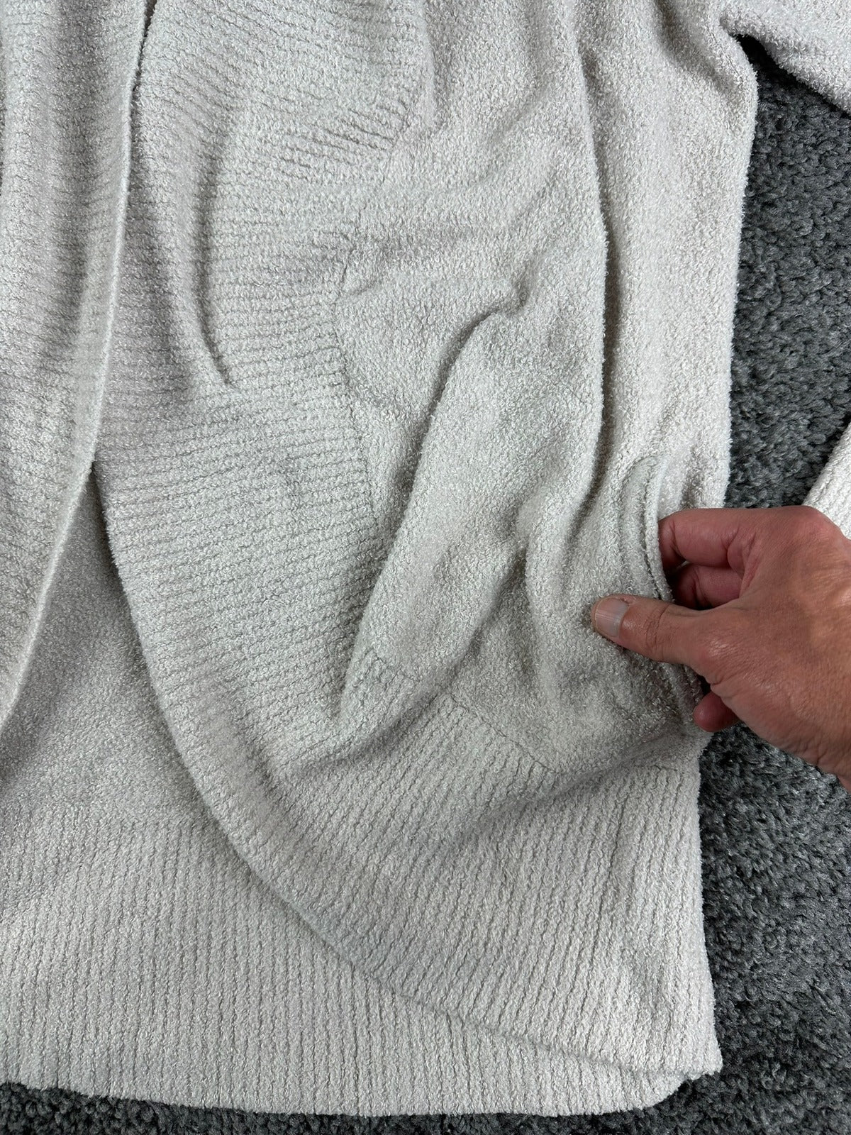 Barefoot Dreams CozyChic Lite Circle Cardigan Sweater M Cream Open Front Pockets