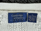Vintage Cambridge Classics Mens Cardigan Sweater XL Cream Cotton Knit USA Made