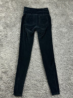 Athleta Black Corduroy Metro High Waisted Leggings Pants Pockets XS