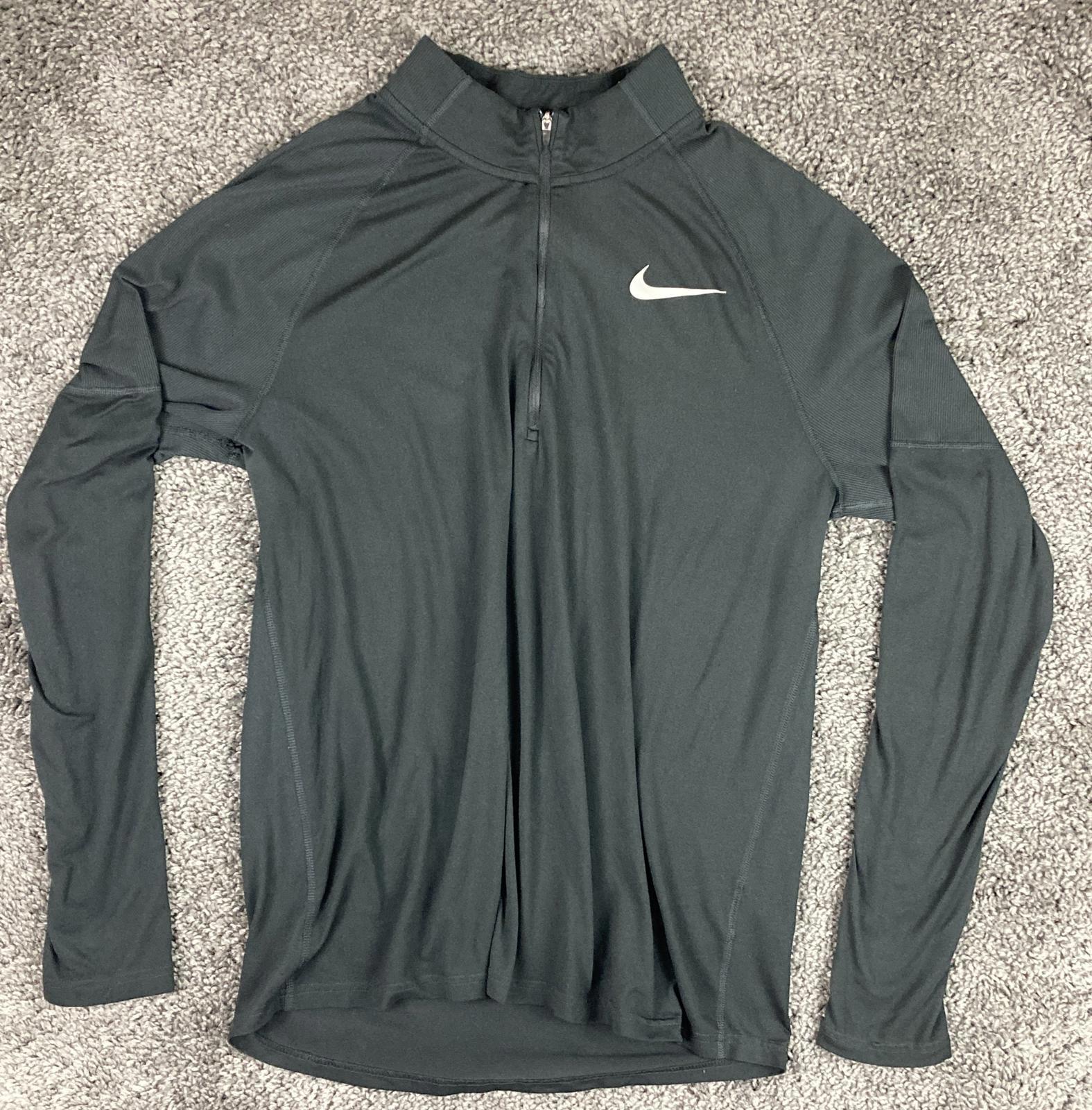 Nike Running Dri Fit Womens 1/4 Zip Pullover Jacket Thumbholes Black Large