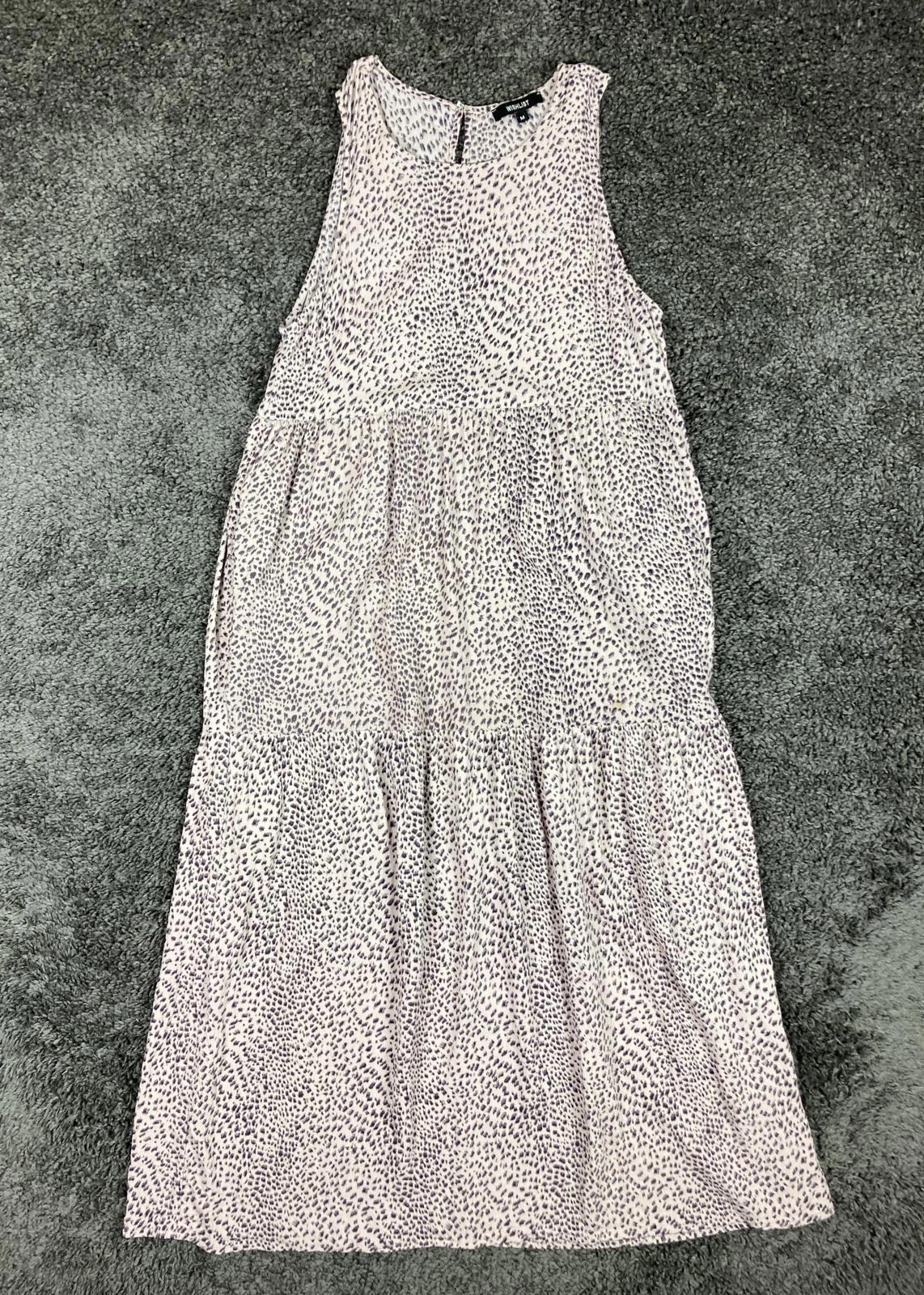 Wishlist Maxi Dress Animal Print Women’s Ivory Sleeveless Tiered Size M