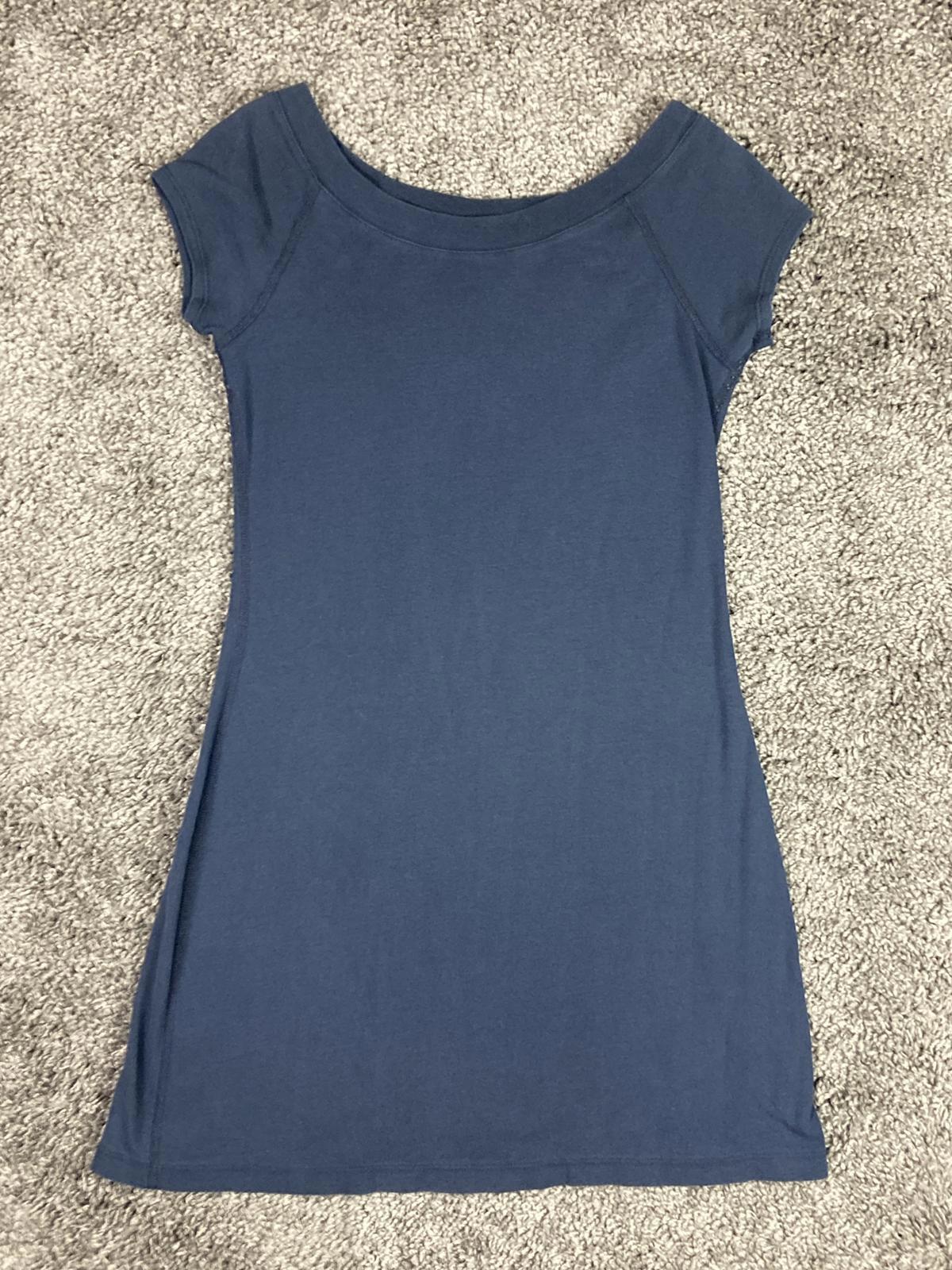 AJ Andrea Jovine Women’s Navy Cotton Sheath Dress Size S Cap Sleeve