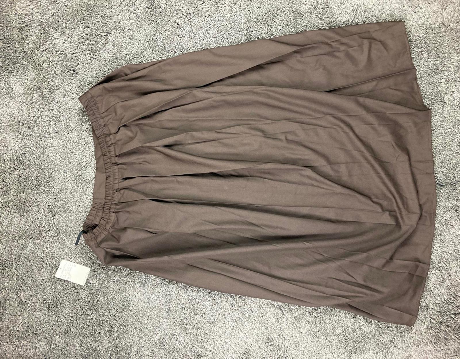Ehka Sopo Long Pleated Skirt Brown Elastic Waist One Size NWT