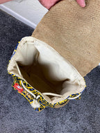 Taaluma Ivory Coast Tote Backpack Blue Yellow Burlap Size 17x13x6