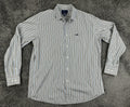 Faconnable Mens XL Shirt Classique Deauville BrownBlue Striped Button Up