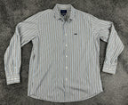Faconnable Mens XL Shirt Classique Deauville BrownBlue Striped Button Up