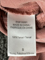 Young Fabulous & Broke Womens Shirt Dress Small Pink Mineral Wash Ruched Tencel