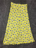 Zara Skirt Yellow Black White Lined Floral A-Line Maxi Size M
