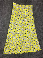 Zara Skirt Yellow Black White Lined Floral A-Line Maxi Size M