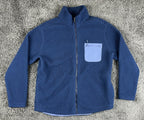 Title Nine Womens Fleece Jacket Size Large Blue Full Zip Chest Pocket Outdoor