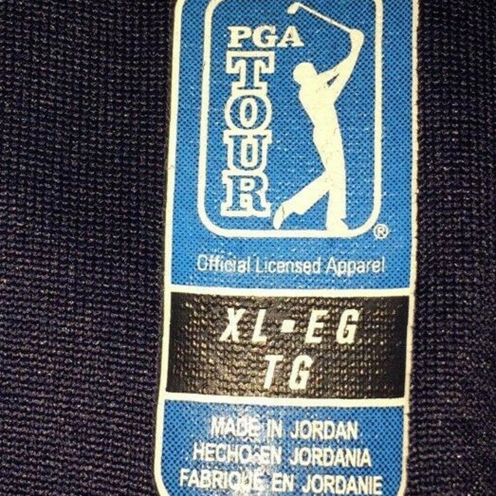 PGA Tour Mens Golf Polo Shirt XL Blue Checkered Short Sleeve Performance Top